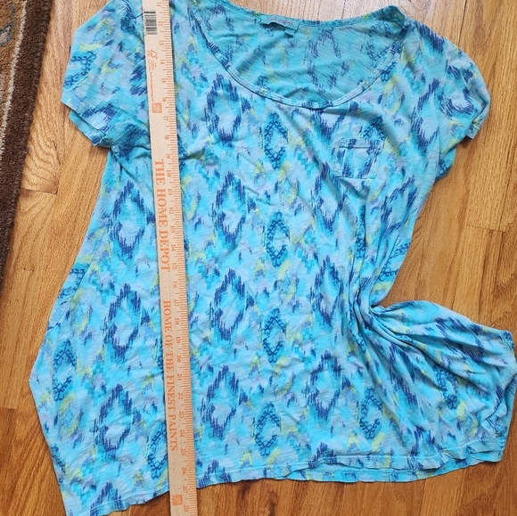 Fresh Produce Short Sleeve Hankerchief Tee Size 1x Blue Tropical Beach Aztec - Picture 10 of 10